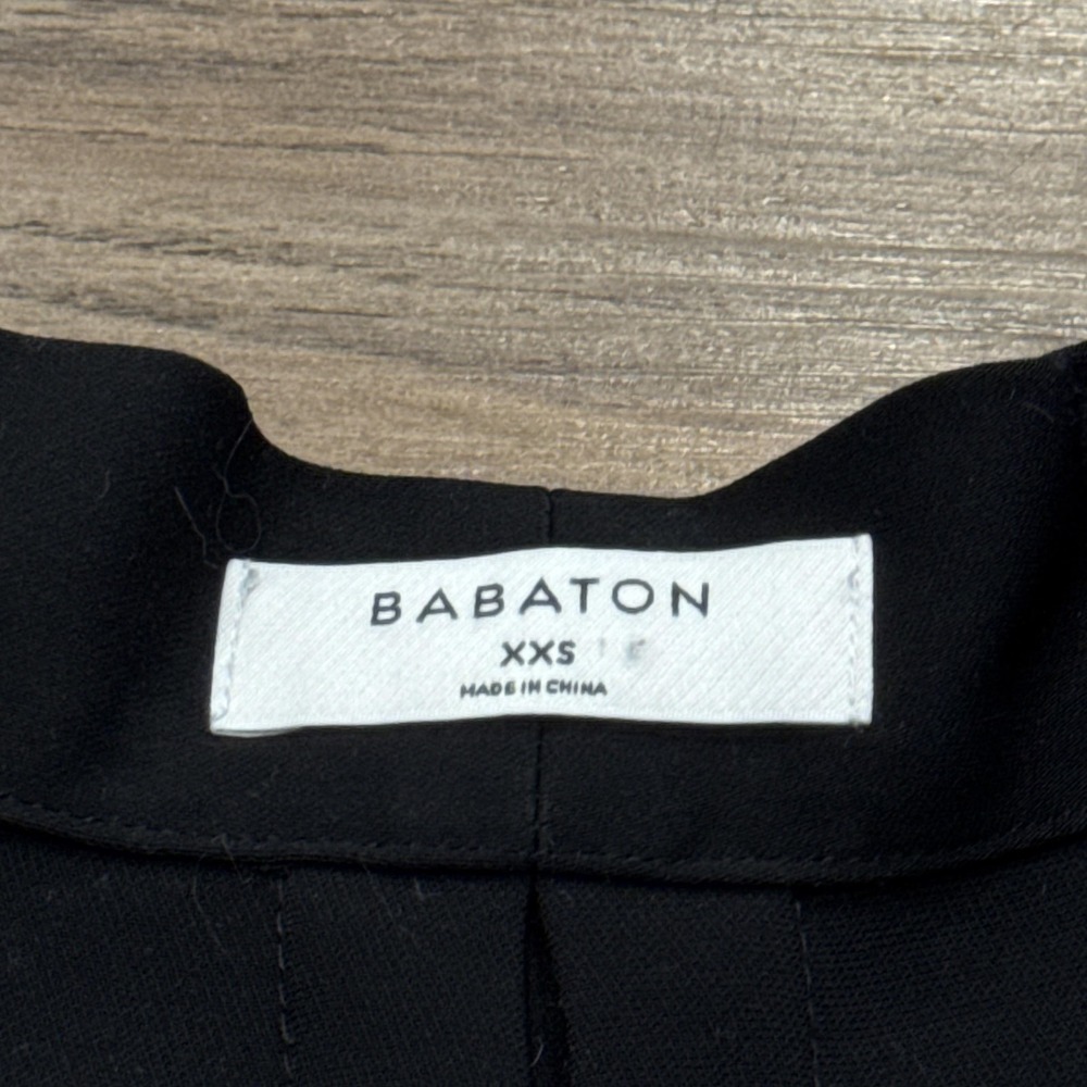 Babaton Aritzia Blouse Womens XXS Black Open Front V Neck Long Sleeve Work Top - Picture 4 of 6